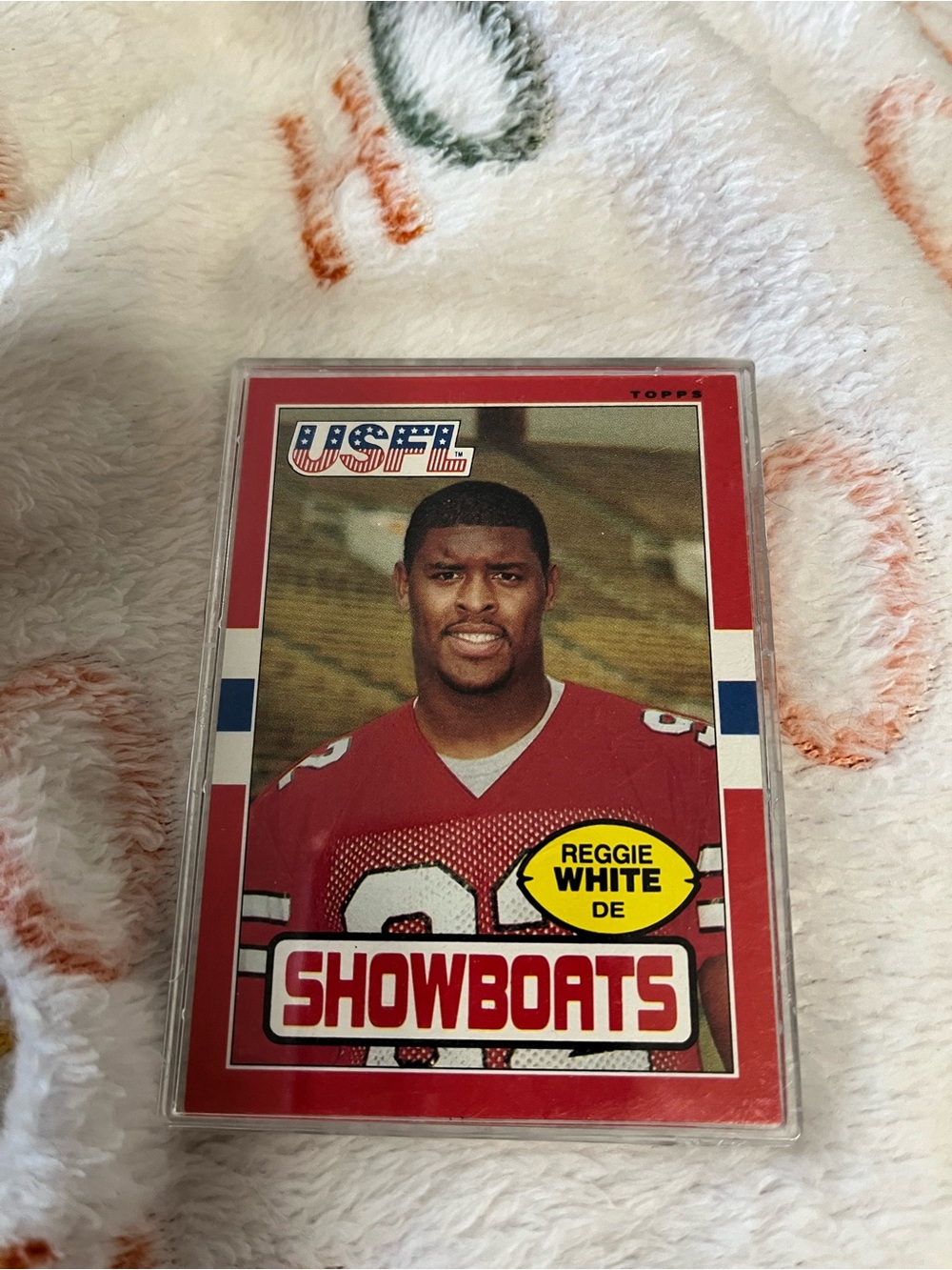 Topps Reggie White Card with Pink and Blue Accents